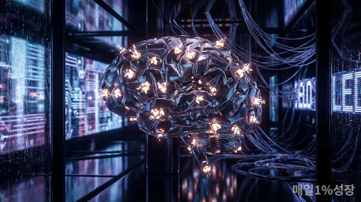 팝콘처럼 터지는 자극에 혼란스러워하는 뇌의 추상적인 모습