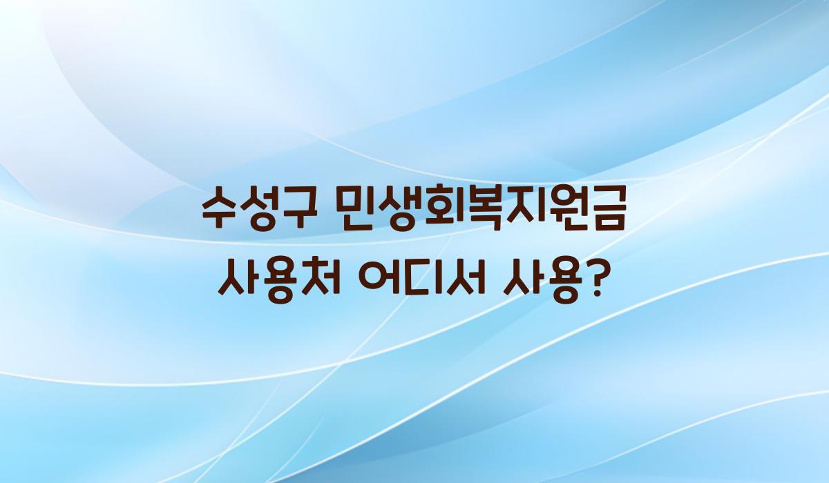 수성구 민생회복지원금 사용처 어디서 사용?