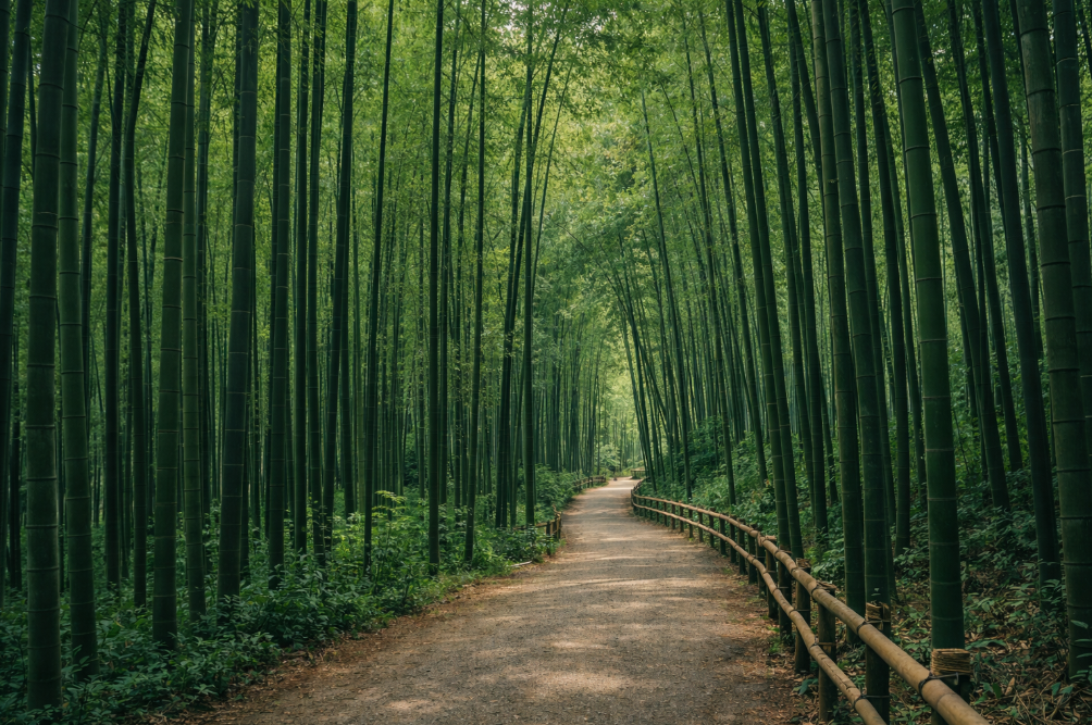 담양 죽녹원의 빽빽한 대나무숲과 산책로