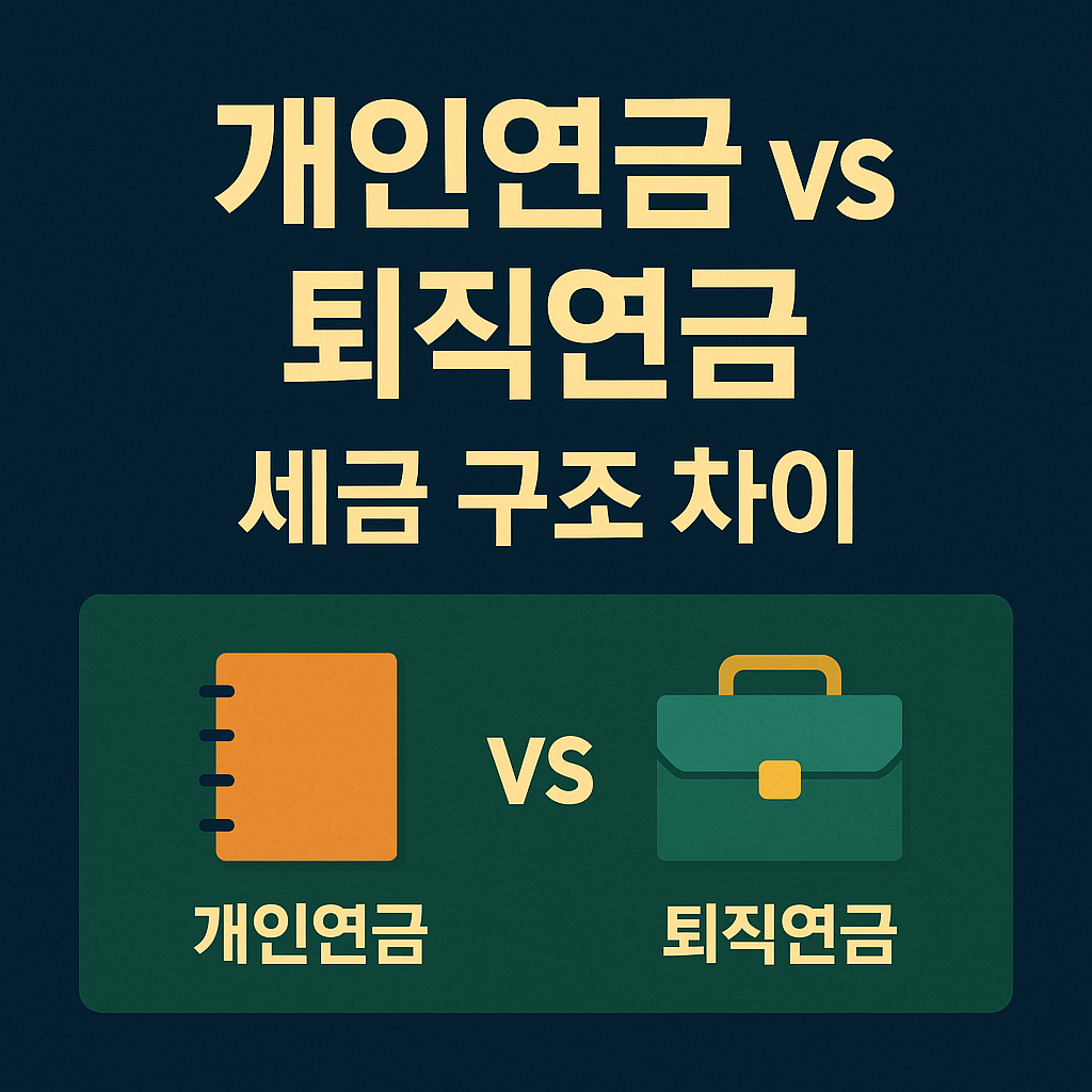 개인연금과 퇴직연금의 비교를 나타내는 인포그래픽 이미지