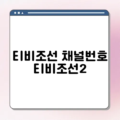 티비조선 채널번호 티비조선2, 티비조선3  (TV조선 편성표)