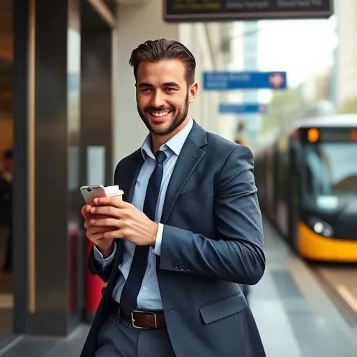 병원에서 막 예방접종을 마치고 나온 한 직장인이 편안한 표정으로 가볍게 휴대폰을 보며 대중교통을 기다리거나, 커피를 마시며 여유롭게 걷는 모습입니다. 팔에는 작은 반창고가 붙어있지만 전혀 불편해 보이지 않습니다.