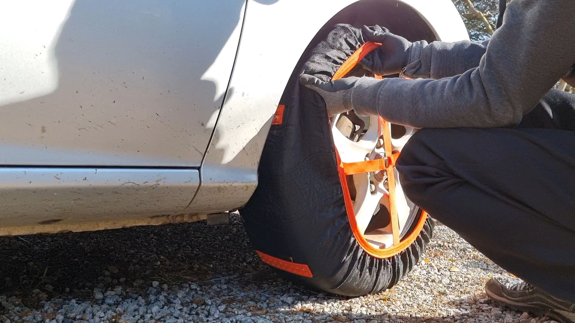 직물체인 장착 모습