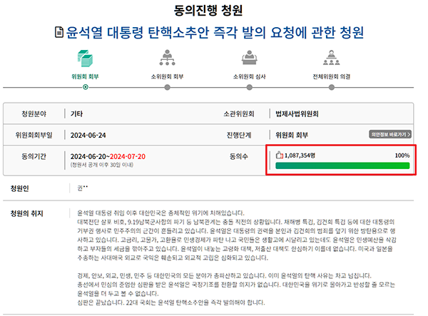 대통령 탄핵 청원 사이트