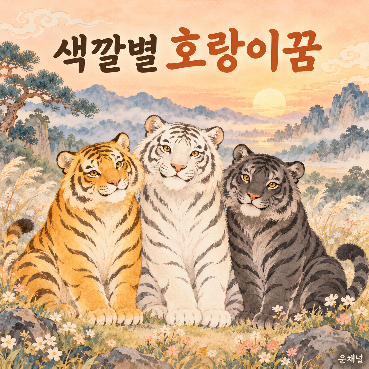황금 호랑이 백호 검은 호랑이 색깔별 호랑이꿈