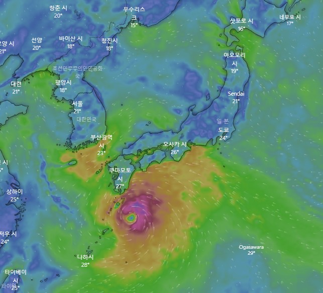 14호 태풍 난마돌 예상경로