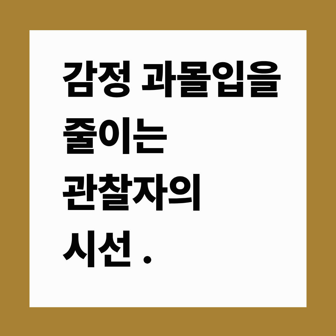 감정 과몰입을 줄이는 관찰자의 시선