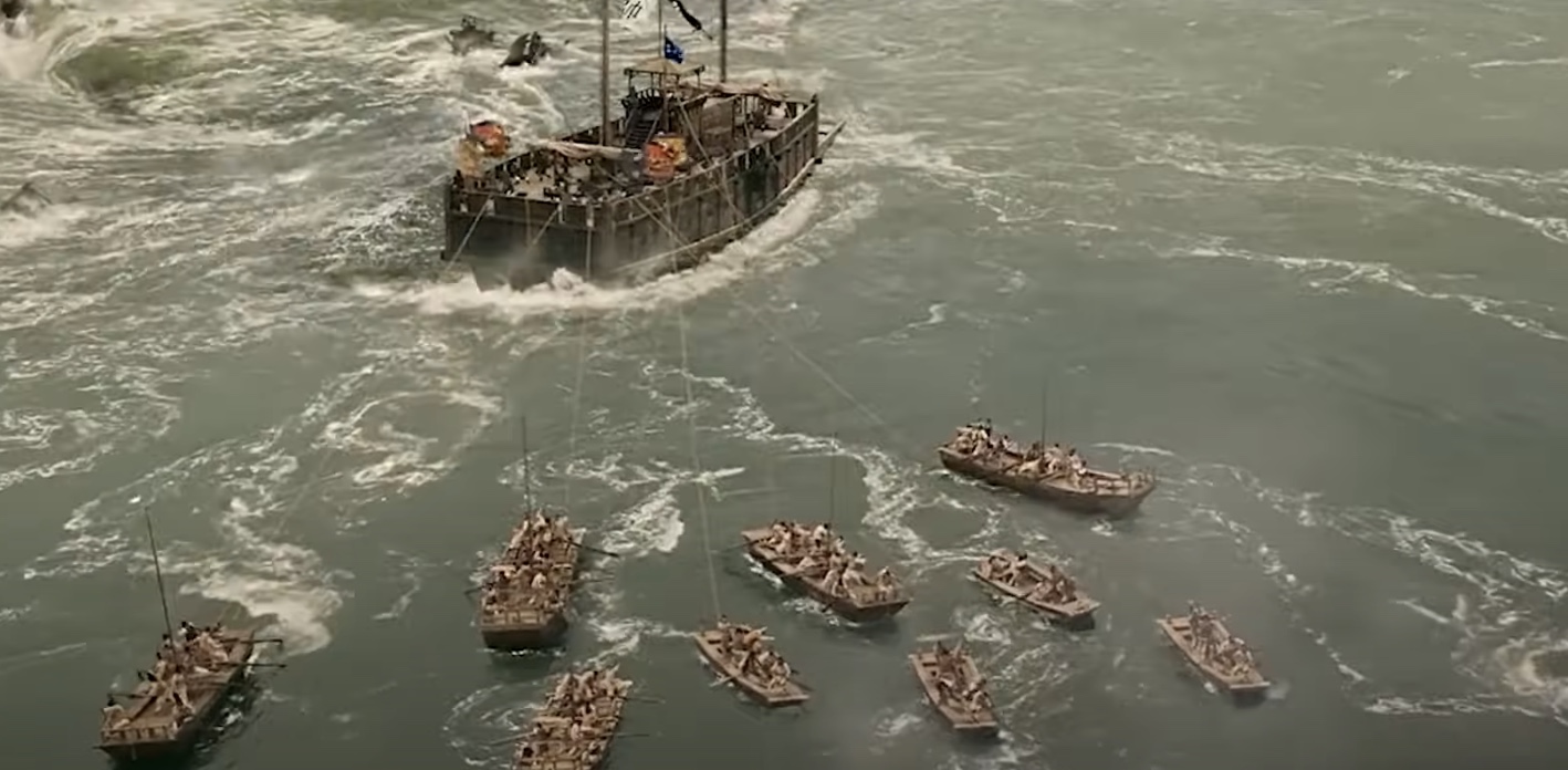 울돌목에서 함선을 구해내는 어선들