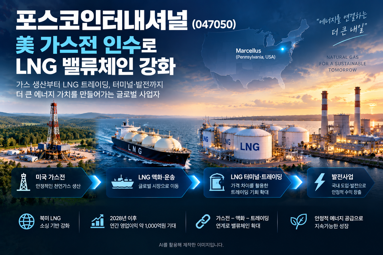 미국 가스전 인수로 LNG 생산·트레이딩·발전 밸류체인을 강화하는 포스코인터내셔널 기업분석