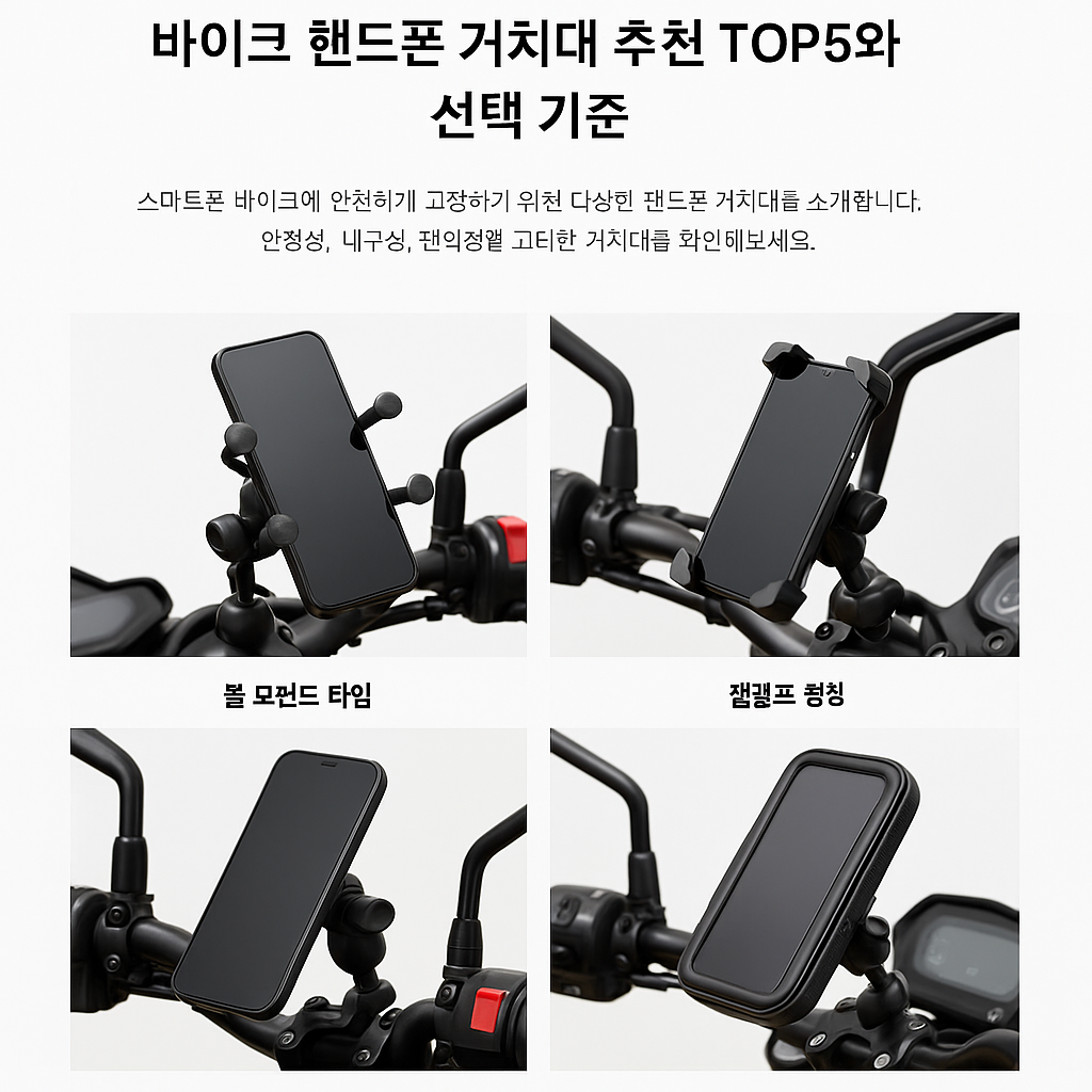 바이크 핸드폰 거치대의 종류별 사진