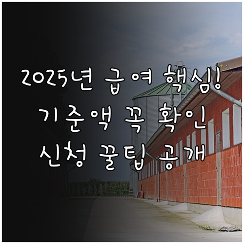 생계급여 2025년 최신 정보 선정 ..