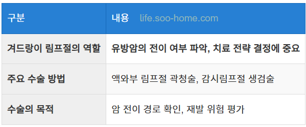 겨드랑이 림프절 수술의 중요성