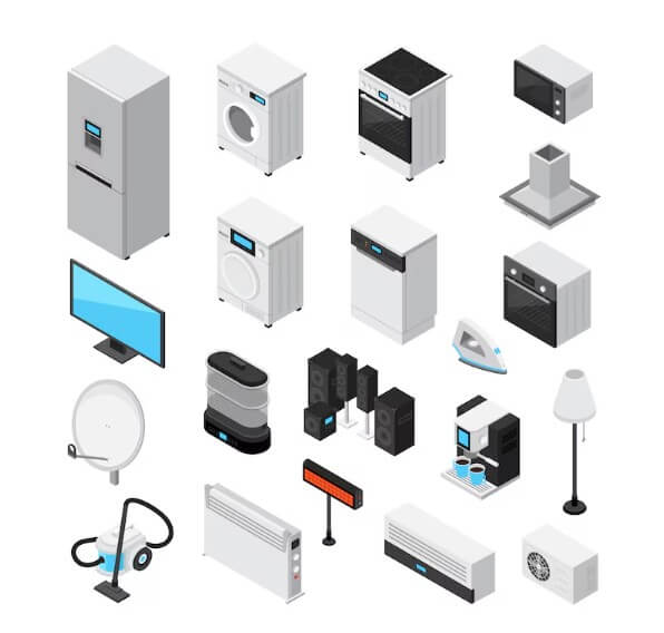 여러 종류의 가전 제품들