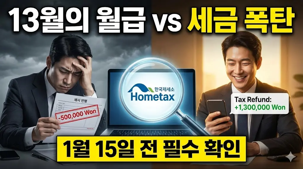 남들은 13월의 월급 받는데 나만 '세금 폭탄'? 1월 15일 전, 홈택스에서 반드시 확인해야 할 3가지 (미리보기 서비스)