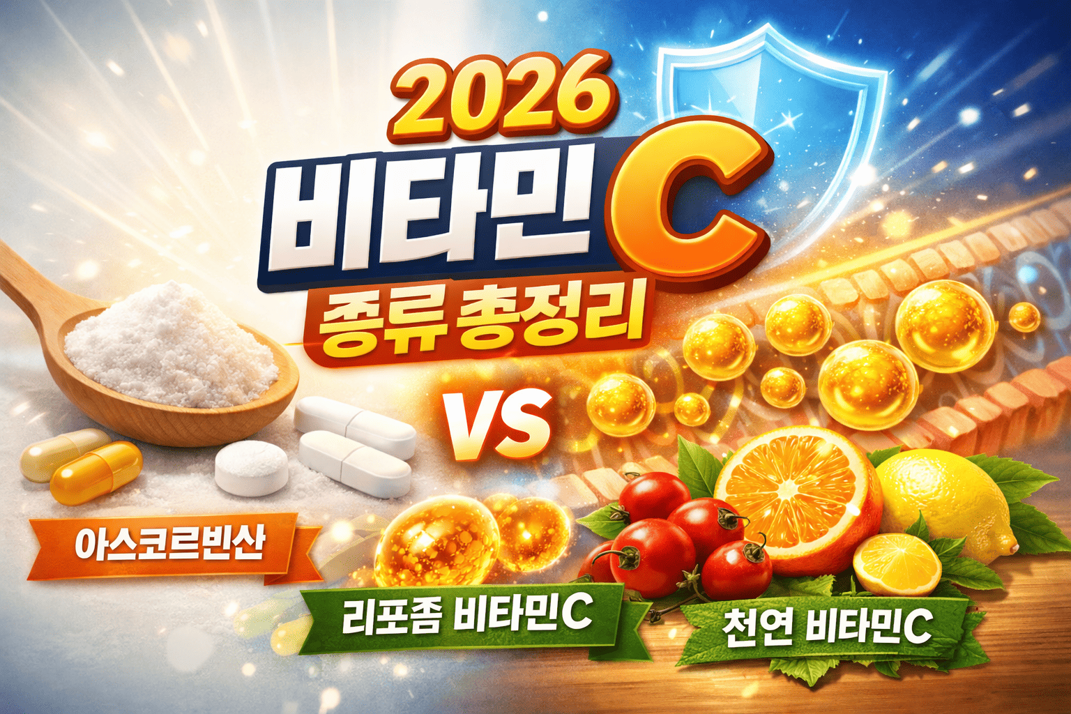 2026 비타민 C 종류 총정리 (아스코르빈산, 리포좀, 천연비타민)