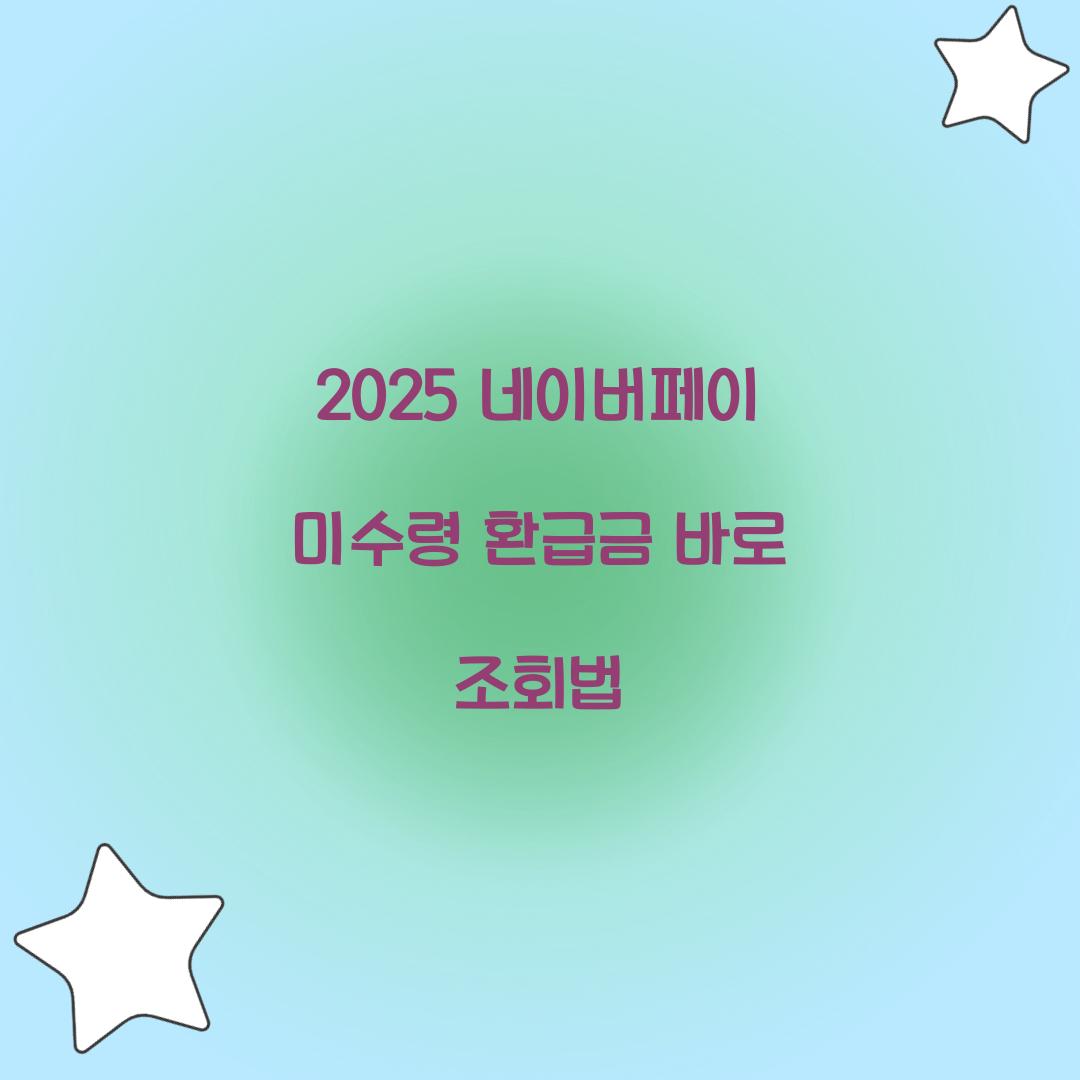 2025 네이버페이 미수령 환급금