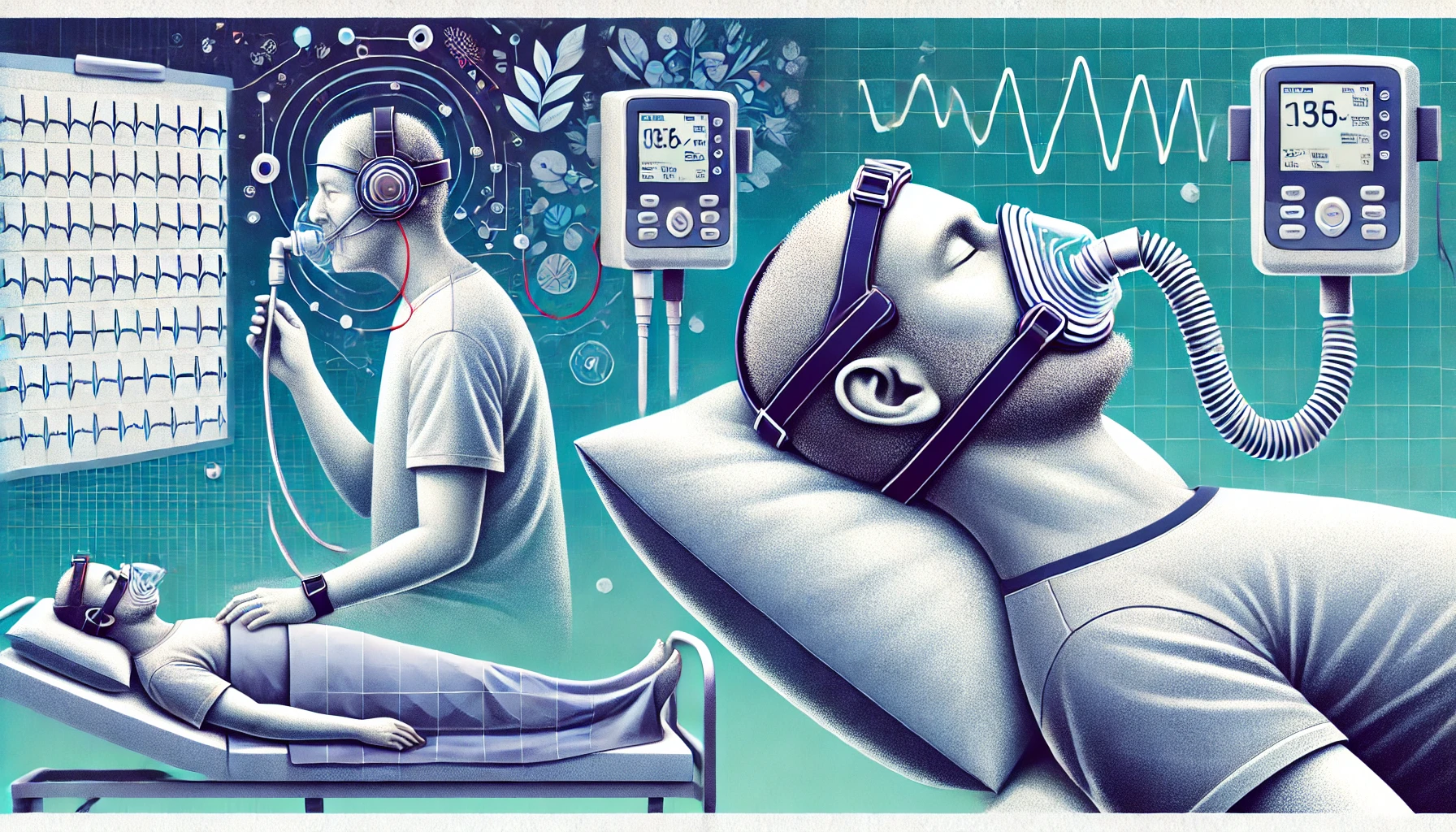 수면 무호흡증 원인과 유발하는 문제, CPAP 치료 관련 그림