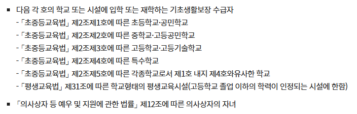 교육급여 교육비 지원