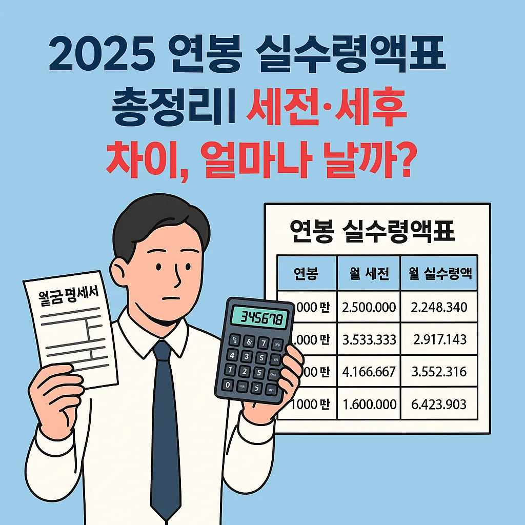 2025 연봉 실수령액표 총정리! 세전·세후 차이, 얼마나 날까?