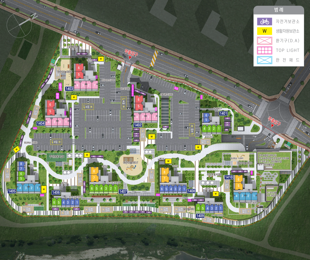 아산탕정2 A14블록 행복주택 단지 배치도