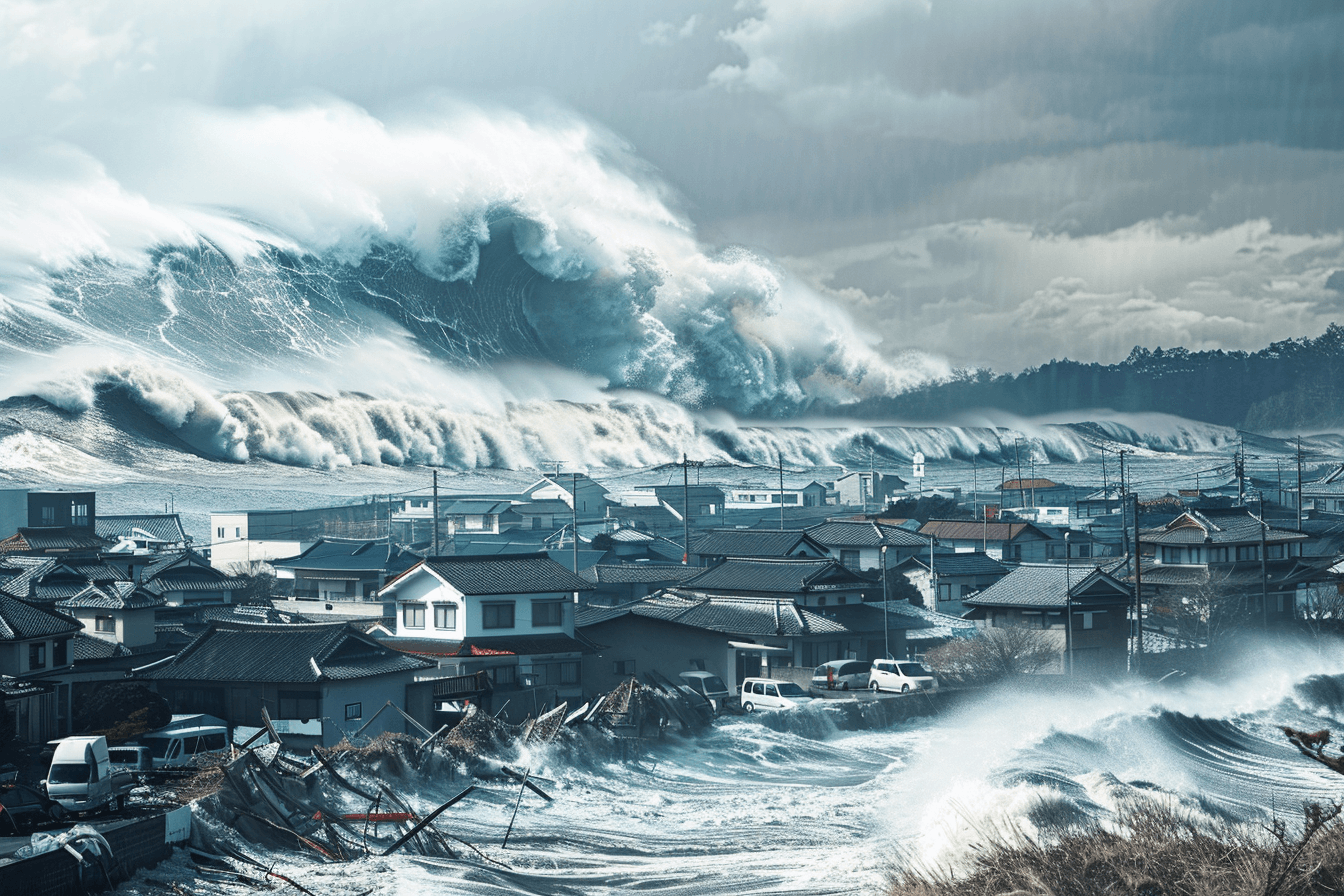 일본-마을을-덮치고-있는-해일-이미지