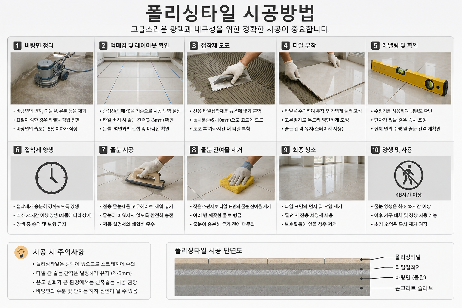 폴리싱타일 시공방법