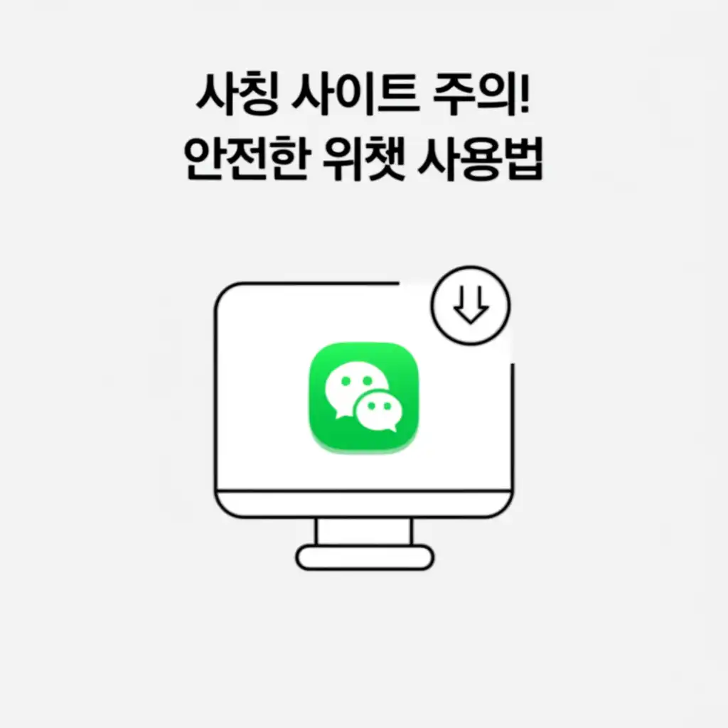 위챗 PC 버전 사용 시 보안 주의사항 및 사칭 사이트 경고 이미지
