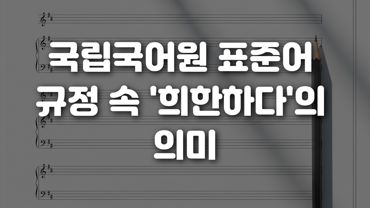 국립국어원 표준어 규정 속 희한하다 의 의미
