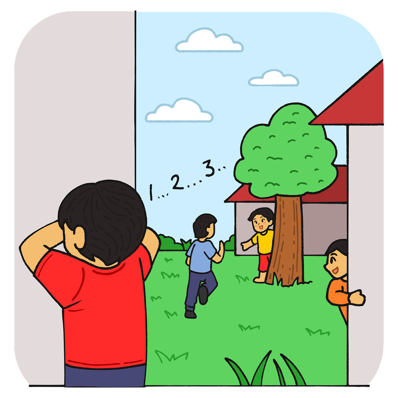 숨박꼭질하는 모습 그림