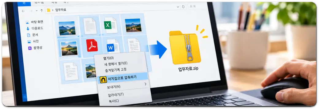 이지집_압축프로그램_사용예시