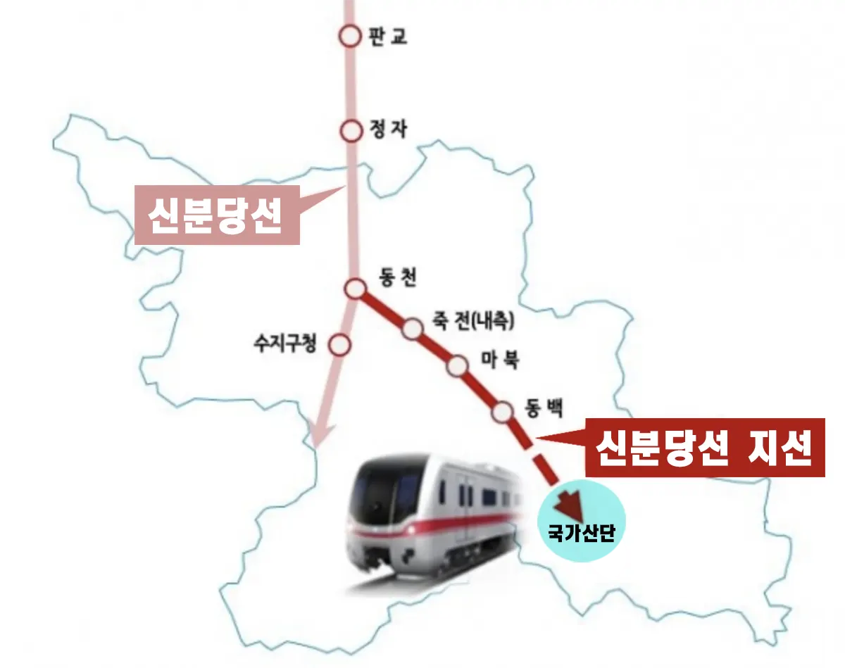 신분당선지선 -노선도-동천-죽전-마북-동백-첨단시스템반도체국가산단-노선도