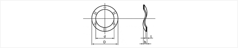 이와타 규격 철 웨이브 와셔 외형도