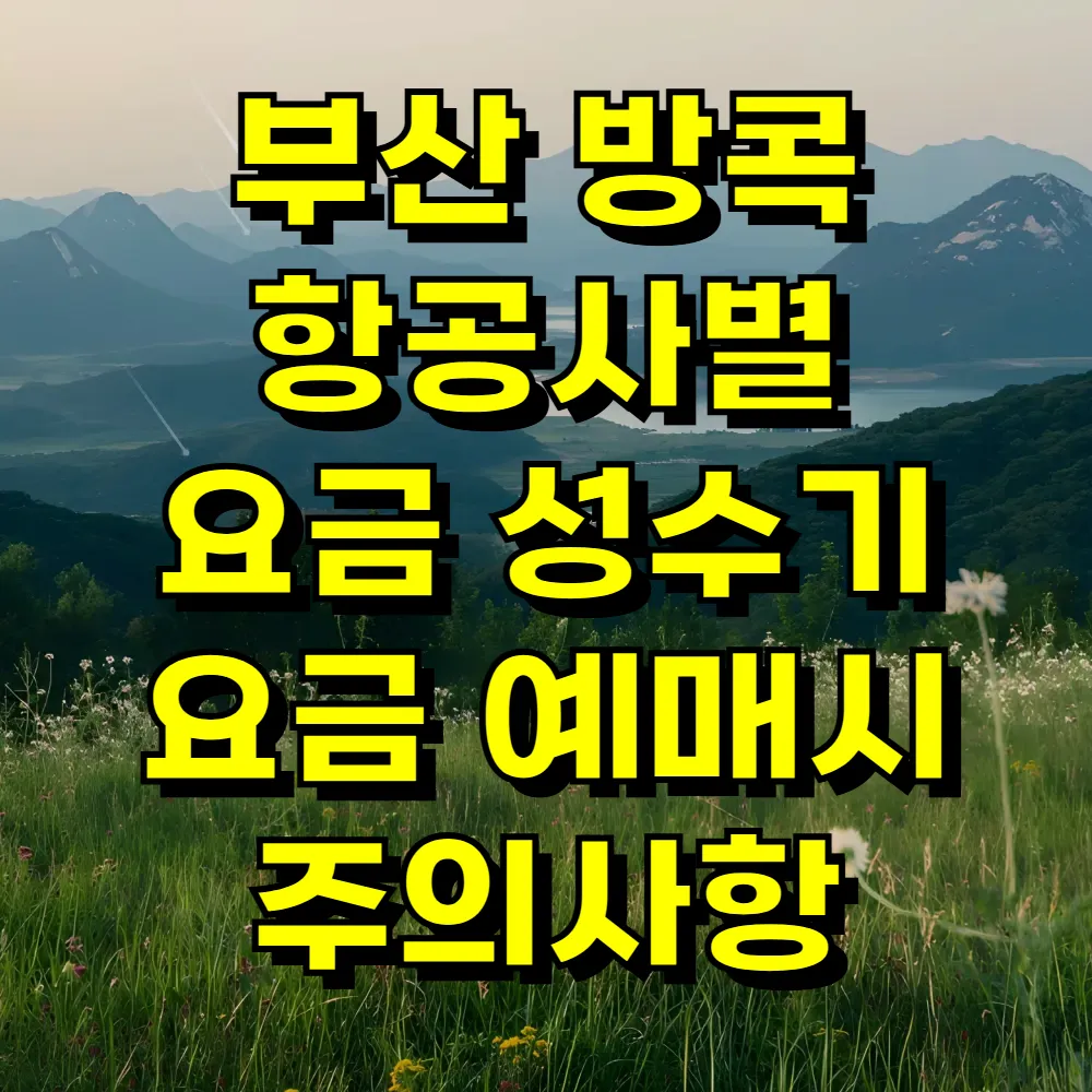 부산 방콕 항공사별 요금 성수기 요금 예매시 주의사항