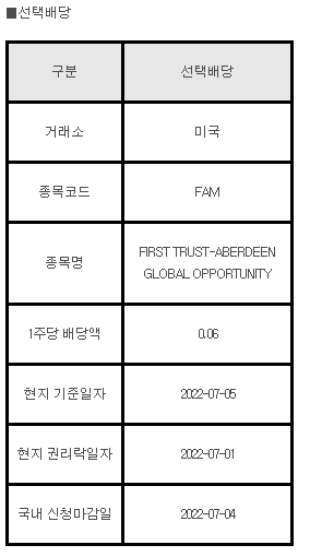 미국주식 선택배당 FAM FIRST TRUST-ABERDEEN GLOBAL OPPORTUNITY