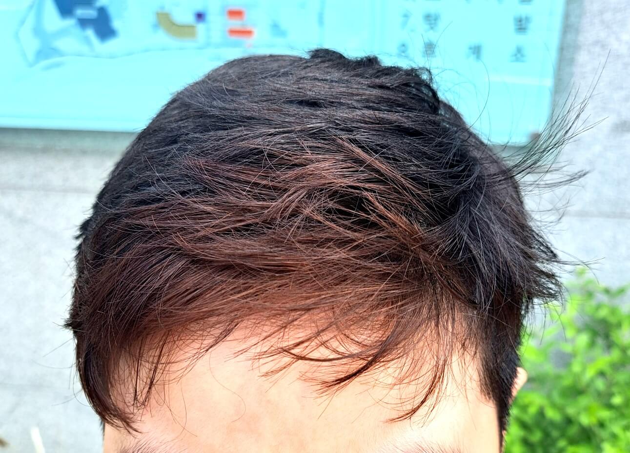 앞머리 갈색으로 염색