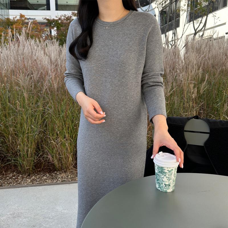가을 원피스 겨울 H라인 탄탄한 롱 니트 원피스 하객
