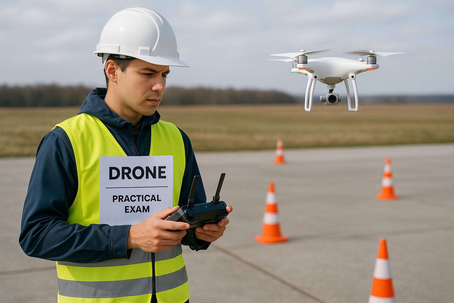드론 자격증 실기시험에서 동작 수행 중인 수험생을 담은 대표 이미지
