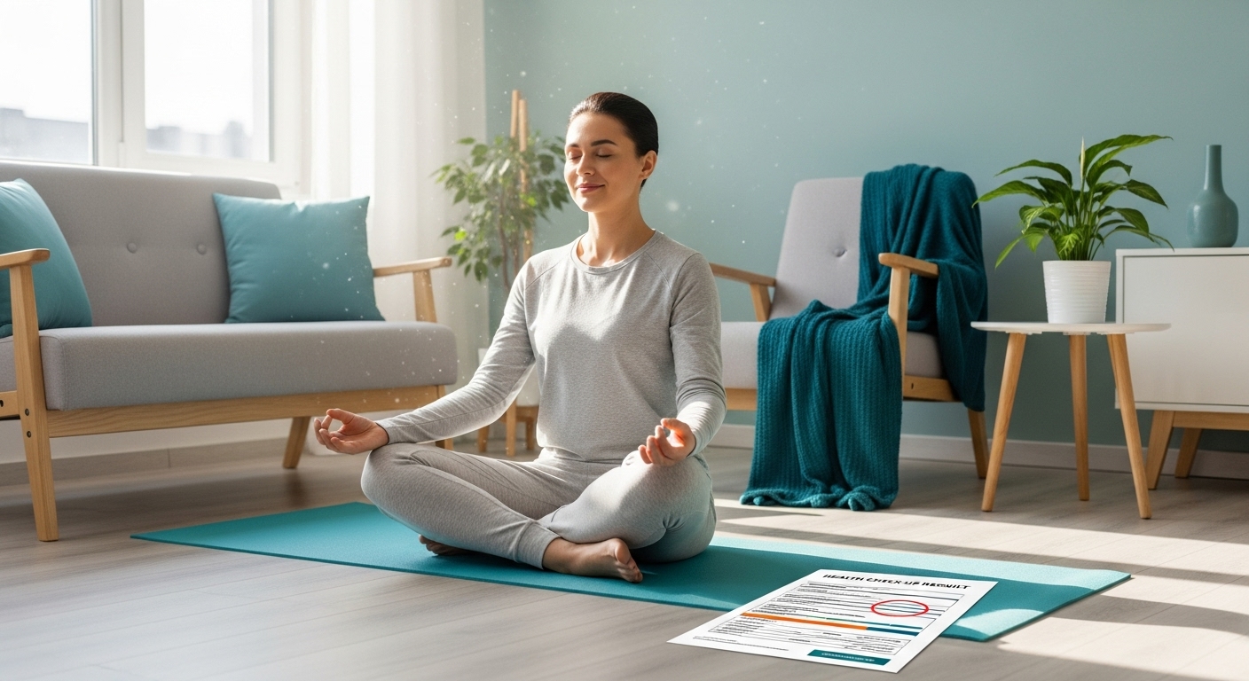 신선한 채소로 건강한 식사를 준비하는 사람의 모습. 검진 후 건강한 생활 습관을 실천하는 중요성을 보여줍니다.