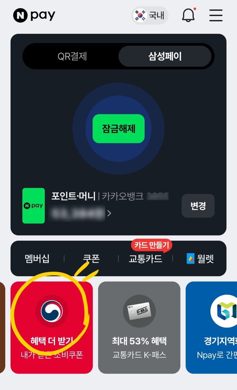 민생회복쿠폰 네이버 페이 신청 화면