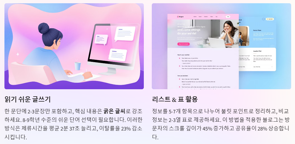 읽기쉬운 글쓰기 리스트 표 활용