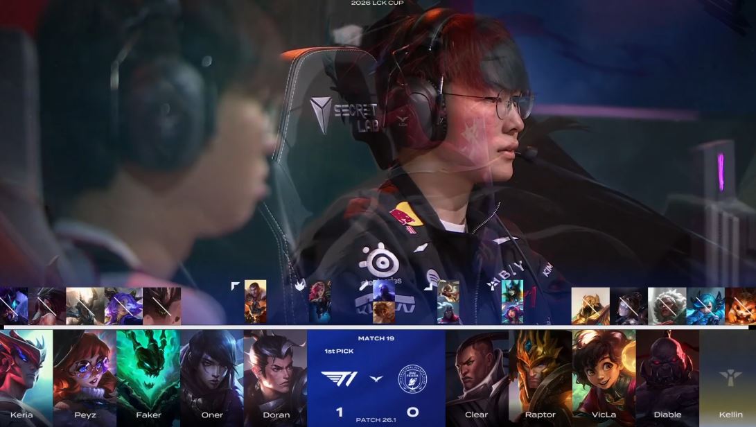 T1은 패배를 모르는 역전의 팀으로 평가받고 있다. 사진은 지난 25일 BNK와의 경기 캡쳐