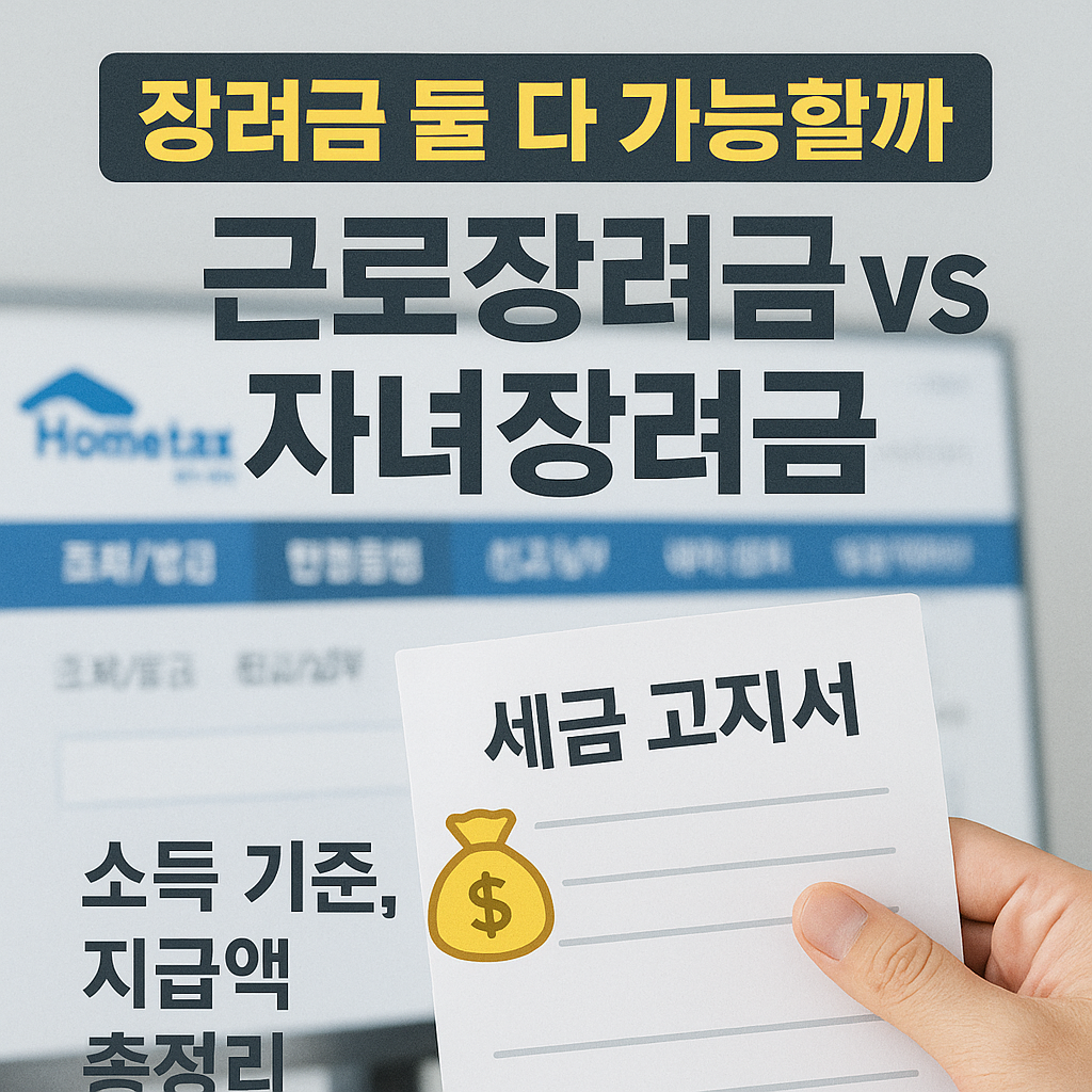 [4편] 근로장려금 vs 자녀장려금 차이점 정리