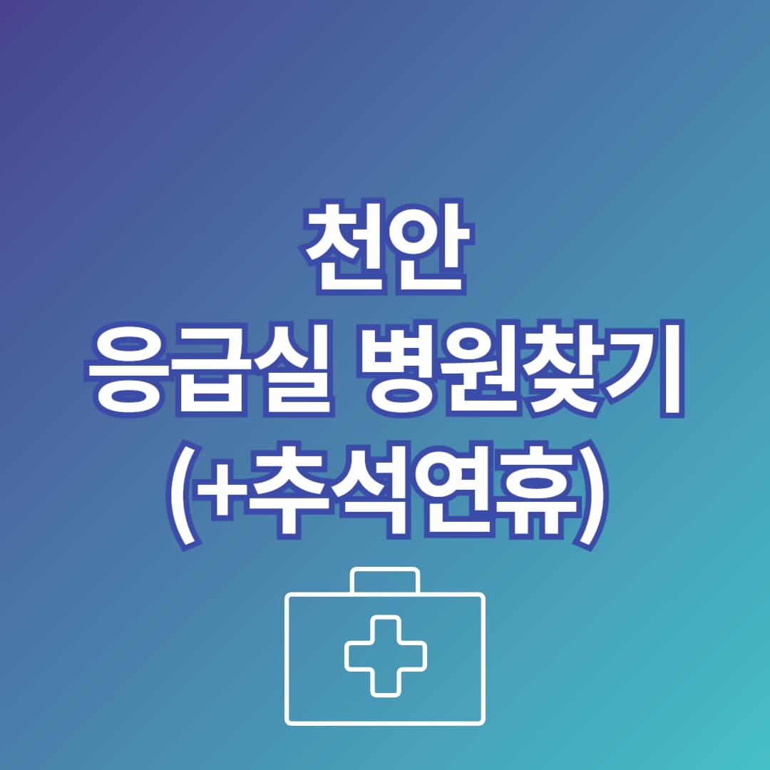 천안 추석 응급실 병원 문 여는곳 찾는 법 안내