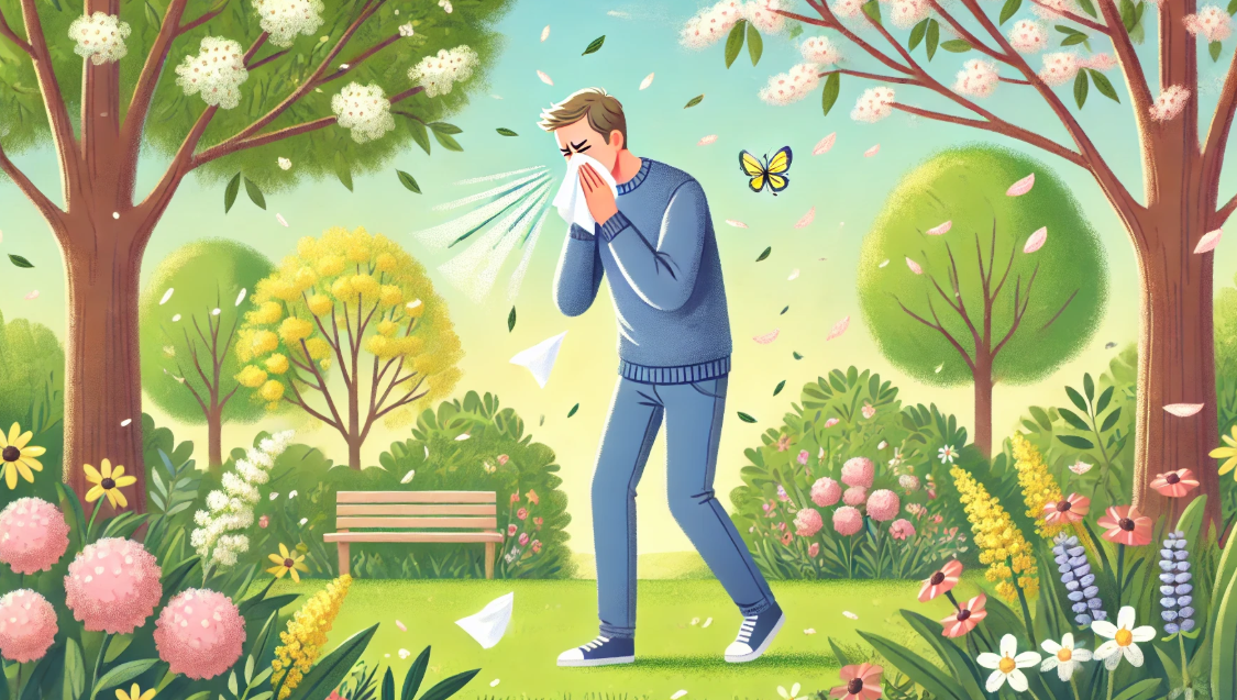 봄철 꽃가루 알레르기 환자 사진