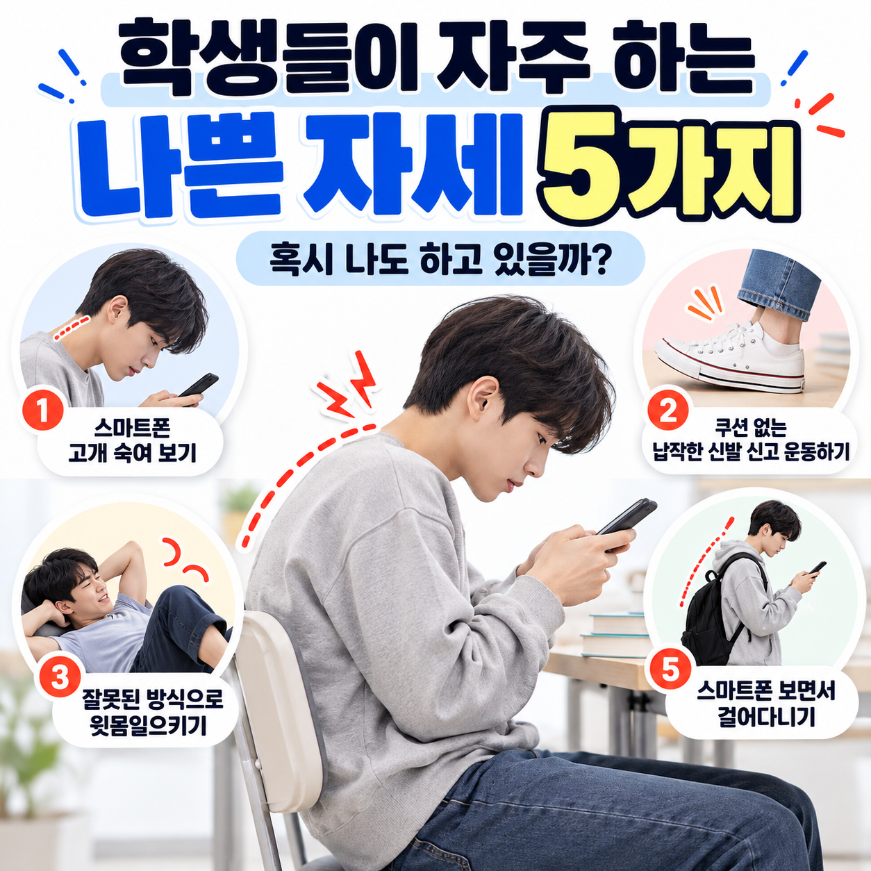 정형외과 의사가 경고한 학생들의 나쁜 자세 5가지, 혹시 나도 하고 있을까?