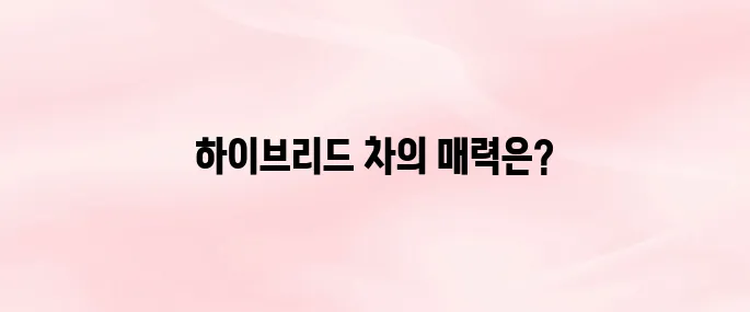 하이브리드 자동차 추천 모델 TOP5｜국산·수입차 인기 순위 비교