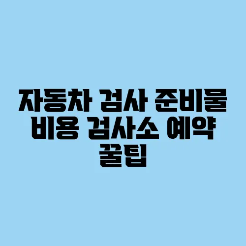 자동차 검사 준비물 비용 검사소 예약 꿀팁