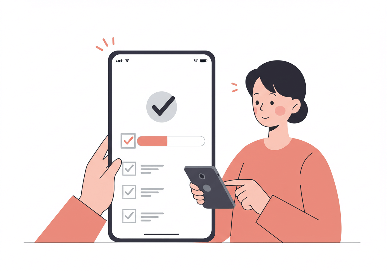 자녀장려금 대상 조건을 휴대폰으로 알아보고 있는 직장인 어머니
