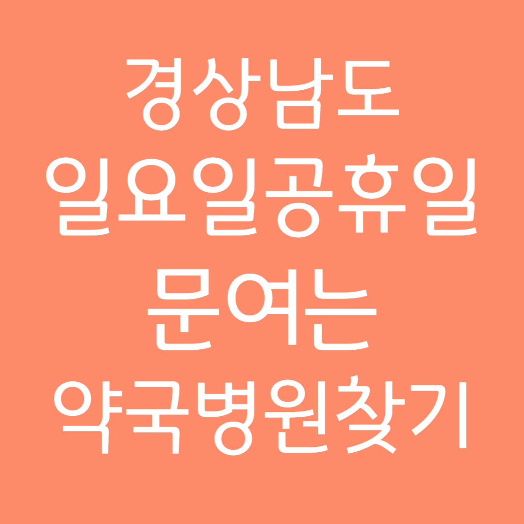 경상남도 일요일 공휴일 문여는 약국병원 찾기