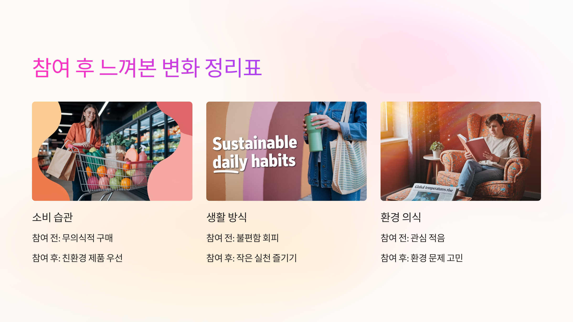 💚 참여 후 느껴본 변화 정리표